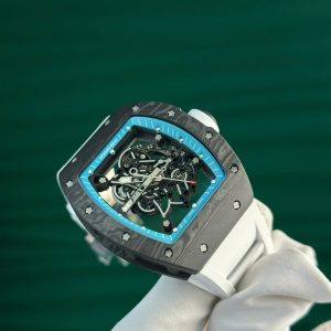 Richard Mille RM055 Carbon NTPT Super Clone Watches Blue Dial ZF Factory 49.9×42 (1)
