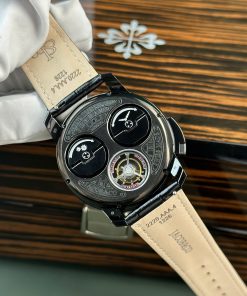 Jacob & Co Casino Roulette Replica Watch Black Leather Strap 44mm (2)