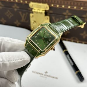 Cartier Santos Dumont Yellow Gold Replica Green Dial AF Factory 43.5mm x 31 (1)