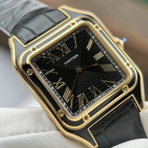 Cartier Santos Dumont Yellow Gold Black Dial Super Clone Watches AF Factory 43.5mm x 31 (1)