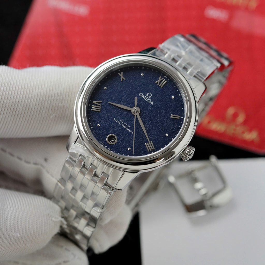 Omega Co-Xial Chronometer Best Replica Women Blue Dial 34mm