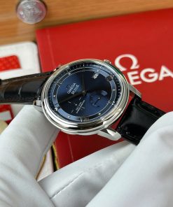 Omega De Ville Prestige Power Reserve Replica 11 Watch Blue Dial Leather Strap 39 (2)