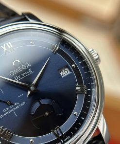 Omega De Ville Prestige Power Reserve Replica 11 Watch Blue Dial Leather Strap 39 (2)