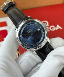 Omega De Ville Prestige Power Reserve Replica 11 Watch Blue Dial Leather Strap 39 (2)