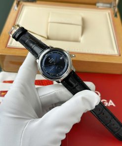Omega De Ville Prestige Power Reserve Replica 11 Watch Blue Dial Leather Strap 39 (2)