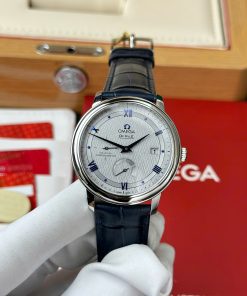 Omega De Ville Prestige Power Reserve Replica 11 Watch Gray Dial Leather Strap 39 (2)