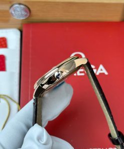 Omega De Ville Prestige Power Reserve Rose Gold Replica 11 Watch Leather Strap 39 (2)