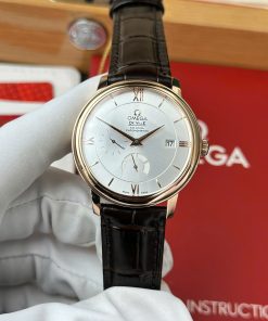 Omega De Ville Prestige Power Reserve Rose Gold Replica 11 Watch Leather Strap 39 (2)