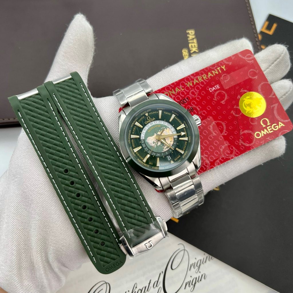 Omega Seamaster Aqua Terra Worldtimer Replica Watches Green 43mm (1)