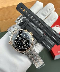 Omega Seamaster Diver 300M Chronograph Replica Watches Demi Rose Gold N1 Factory 44mm (2)