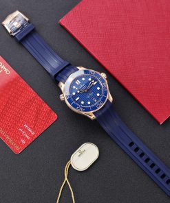 Omega Seamaster Diver 300M Rose Gold Replica Watches Dial Blue 42mm (2)
