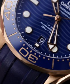 Omega Seamaster Diver 300M Rose Gold Replica Watches Dial Blue 42mm (2)
