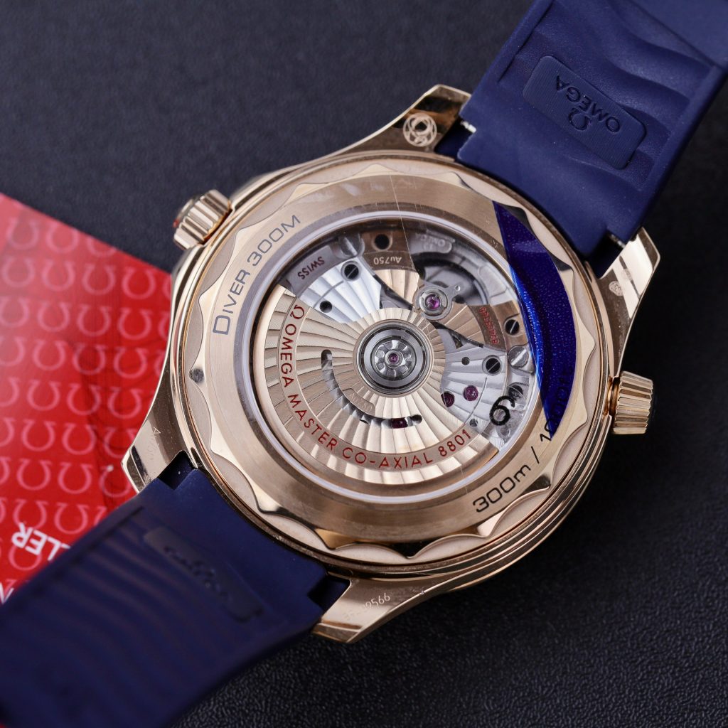 Omega Seamaster Diver 300M Rose Gold Replica Watches Dial Blue 42mm (2)