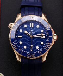 Omega Seamaster Diver 300M Rose Gold Replica Watches Dial Blue 42mm (2)