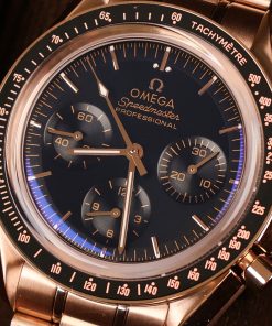 Omega Speedmaster Moonwatch Rose Gold Replica 11 Watch Dial Black 42mm (2)