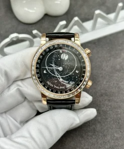 Patek Philippe 6104R Natural Diamond Baguette Solid Gold Watch 44mm (1)