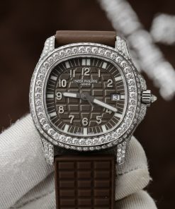 Patek Philippe Aquanaut 5067 Brown Customs Full Moissanite Diamonds (9)