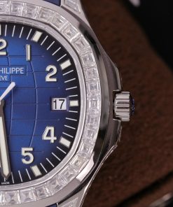 Patek Philippe Aquanaut 5168G Customs Moissanite Baguette Diamonds 42mm (1)