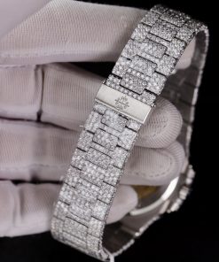 Patek Philippe Iced Out Customs Full Moissanite Diamonds Nautilus 5719 Best Quality 40mm (1)