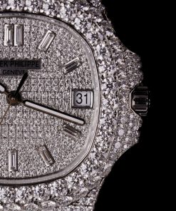 Patek Philippe Iced Out Customs Full Moissanite Diamonds Nautilus 5719 Best Quality 40mm (1)