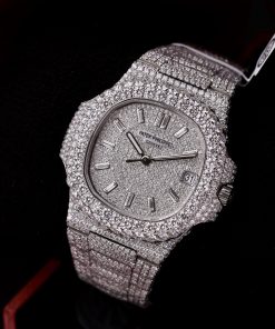 Patek Philippe Iced Out Customs Full Moissanite Diamonds Nautilus 5719 Best Quality 40mm (1)