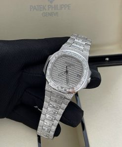 Patek Philippe Iced Out Nautilus 5719 Customs White Gold & CVD Diamonds Best Replica 40mm (4)