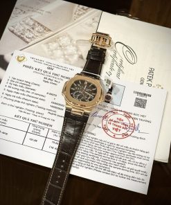 Patek Philippe Nautilus 57121R-001 18K Solid Gold Watch Leather Strap