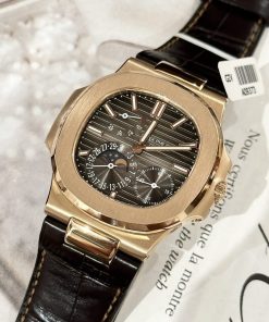 Patek Philippe Nautilus 57121R-001 18K Solid Gold Watch Leather Strap