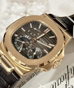 Patek Philippe Nautilus 57121R-001 18K Solid Gold Watch Leather Strap