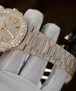 Patek Philippe Nautilus 5719 18K Gold Wrapped Customs Full Moissanite Diamonds 40mm (13)