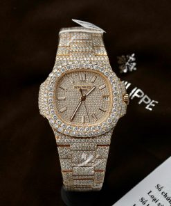 Patek Philippe Nautilus 5719 18K Gold Wrapped Customs Full Moissanite Diamonds 40mm (13)