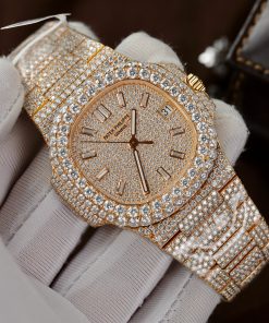 Patek Philippe Nautilus 5719 18K Gold Wrapped Customs Full Moissanite Diamonds 40mm (13)