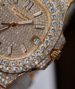 Patek Philippe Nautilus 5719 18K Gold Wrapped Customs Full Moissanite Diamonds 40mm (13)