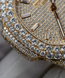 Patek Philippe Nautilus 5719 18K Gold Wrapped Customs Full Moissanite Diamonds 40mm (13)