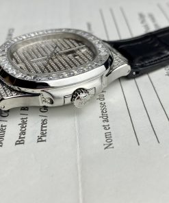 Patek Philippe Nautilus 5719 Full Diamonds Replica Watches Leather Men's 40mm (1)