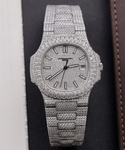 Patek Philippe Nautilus 5719 Full Diamonds Swarovski Best Replica 40mm (8)