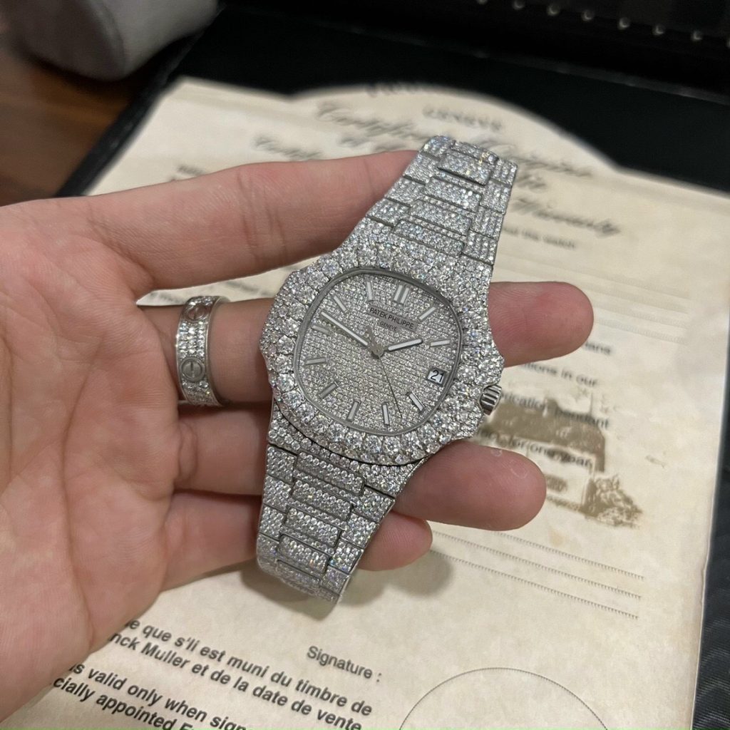 Patek Philippe Nautilus 5719 Iced Out Moissanite Best Replica Watch 40mm