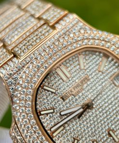 Patek Philippe Nautilus 5719 Replica Watches Full Diamonds Rose 40mm (10)
