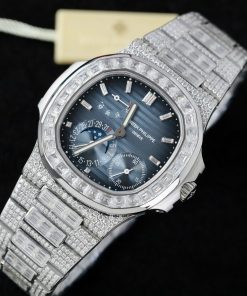 Patek Philippe Nautilus 5724 Replica Watch Custom Moissanite Diamonds Baguette PPF 40mm (2)