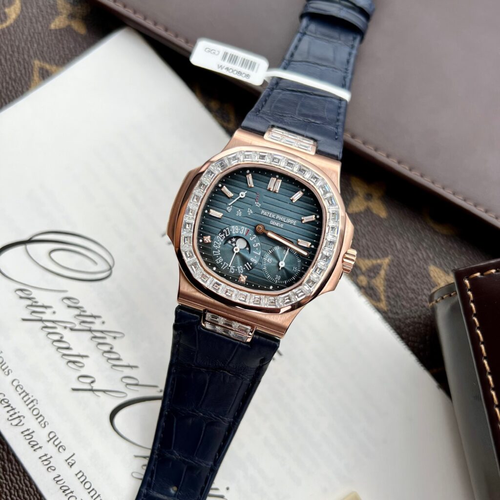 Patek Philippe Nautilus 5724R Gold Wrapped Custom Moissanite Baguette ZF 40mm (1)