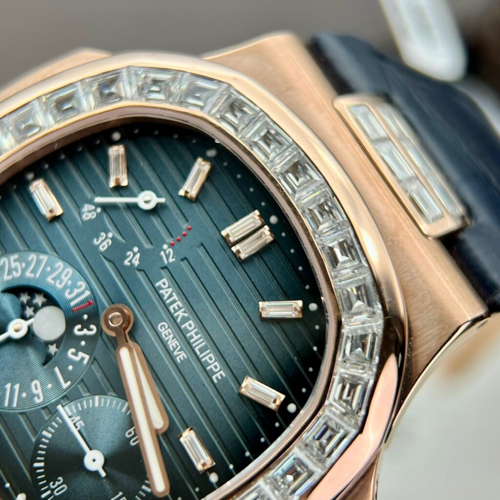 Patek Philippe Nautilus 5724R Gold Wrapped Custom Moissanite Baguette ZF 40mm (1)