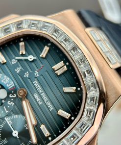 Patek Philippe Nautilus 5724R Gold Wrapped Custom Moissanite Baguette ZF 40mm (1)