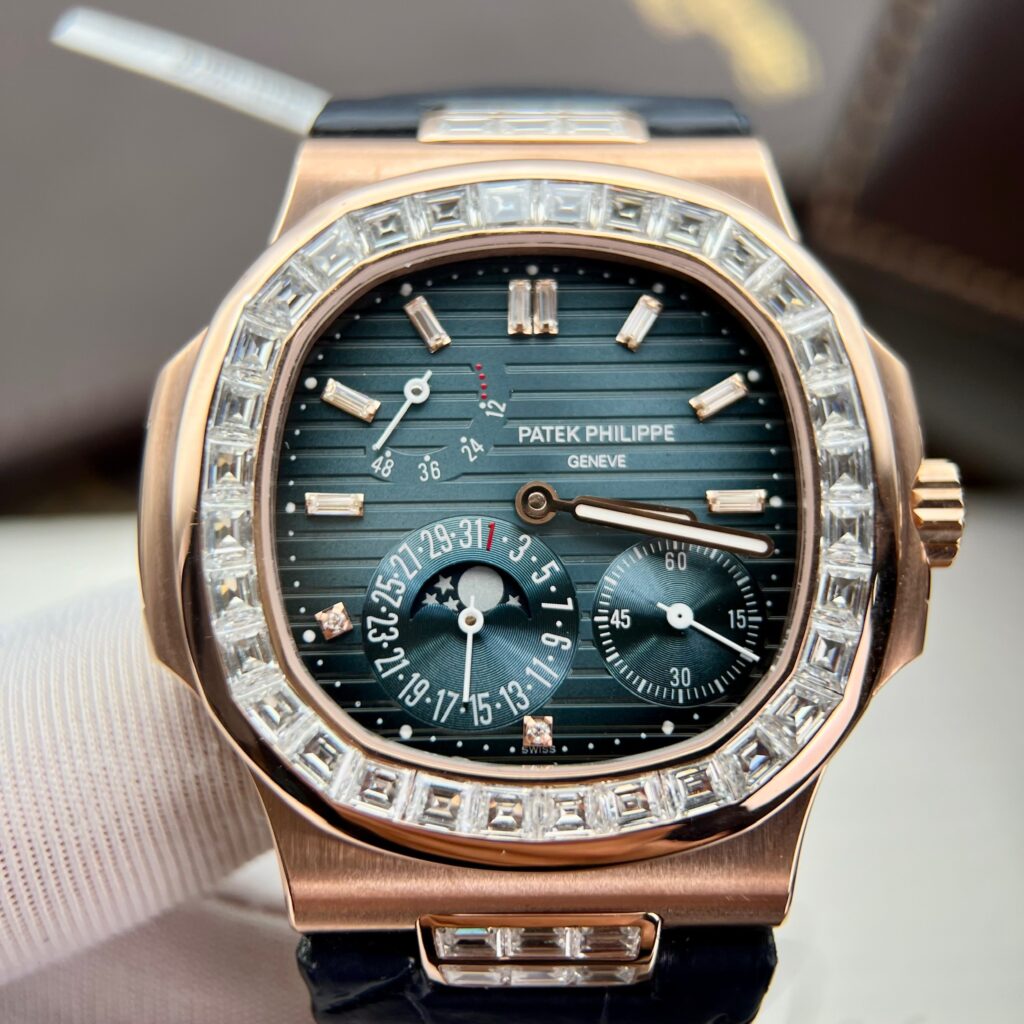 Patek Philippe Nautilus 5724R Gold Wrapped Custom Moissanite Baguette ZF 40mm (1)