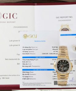 Patek Philippe Nautilus 5724R Replica Watch Gold Wrapped + Moissanite Diamonds PPF Factory 40mm (14)