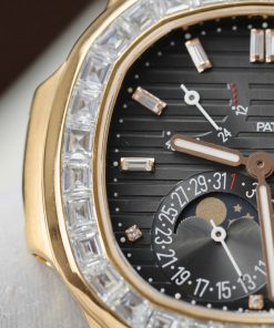 Patek Philippe Nautilus 5724R Replica Watch Gold Wrapped + Moissanite Diamonds PPF Factory 40mm (14)
