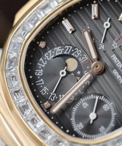 Patek Philippe Nautilus 5724R Replica Watch Gold Wrapped + Moissanite Diamonds PPF Factory 40mm (14)