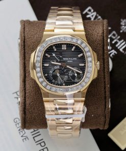 Patek Philippe Nautilus 5724R Replica Watch Gold Wrapped + Moissanite Diamonds PPF Factory 40mm (14)