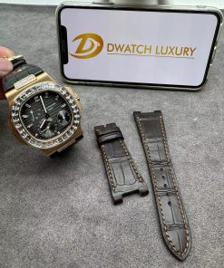 Patek Philippe Nautilus 5724R Solid Gold Diamond CVD Replica Watch 40mm (9)