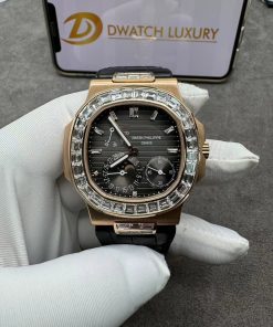 Patek Philippe Nautilus 5724R Solid Gold Diamond CVD Replica Watch 40mm (9)