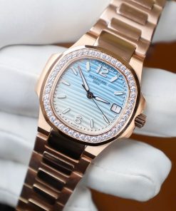 Patek Philippe Nautilus 7010R Bezel Diamonds Replica Watch 32mm (1)